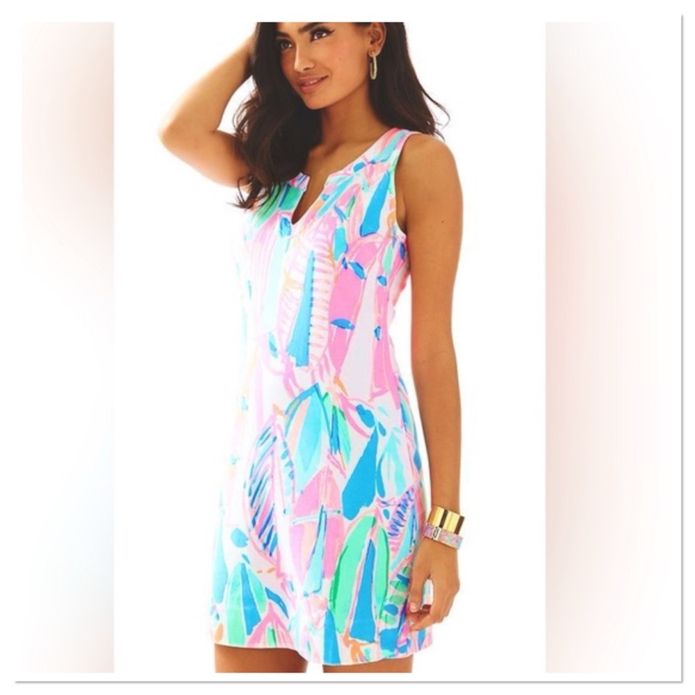 Lilly Pulitzer Estrada Out to Sea Flat French Terry Shift Dress Pink Size XS - Picture 4 of 13